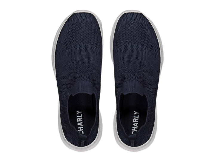 Tenis deportivos Charly color azul marino con suela blanca, diseño slip-on sin cordones.