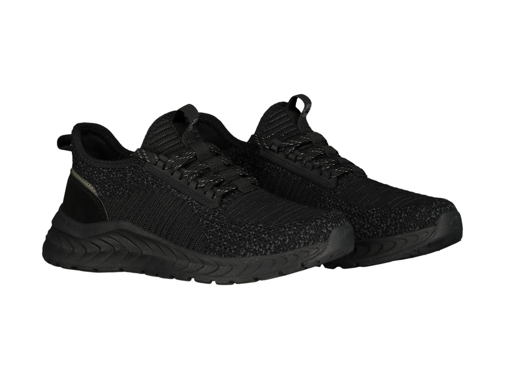 Tenis deportivos Charly color negro con tejido transpirable y suela robusta.