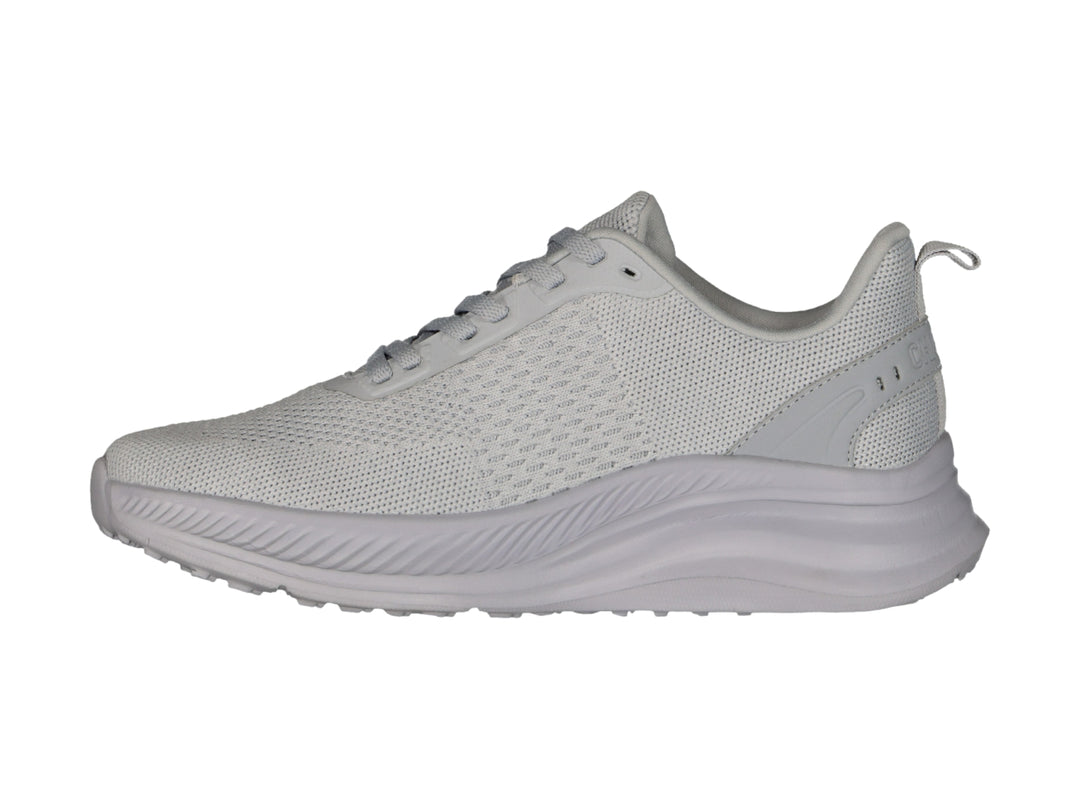 Tenis deportivos Charly color gris con tejido de malla y suela gruesa.