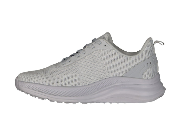 Tenis deportivos Charly color gris con tejido de malla y suela gruesa.