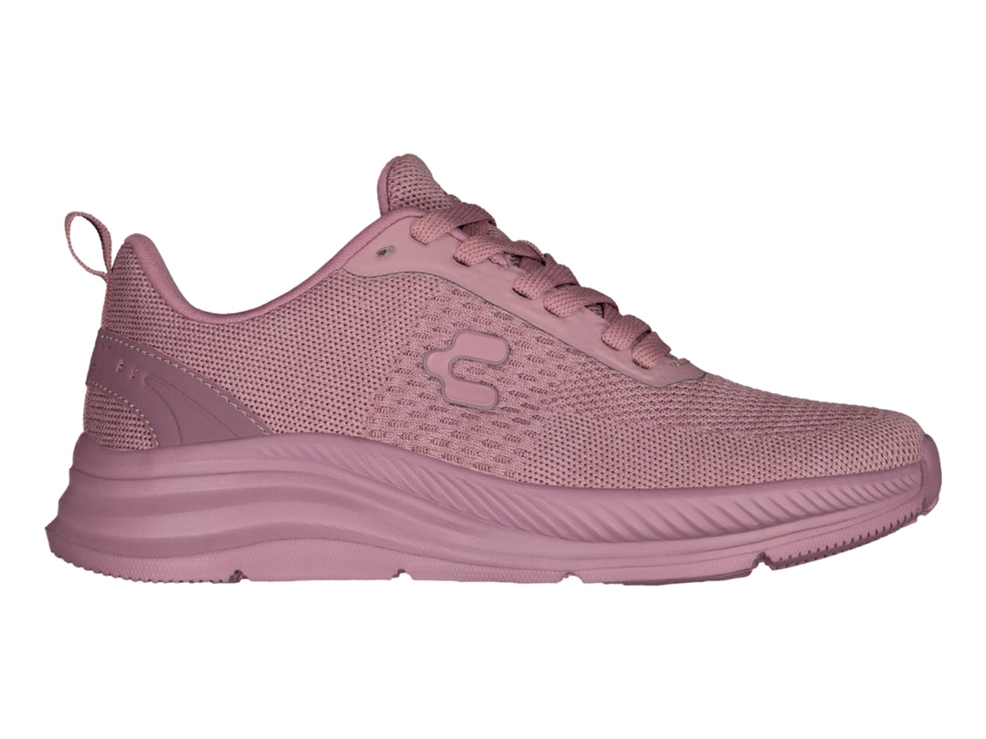Tenis deportivos Charly color rosa con tejido de malla y suela gruesa.