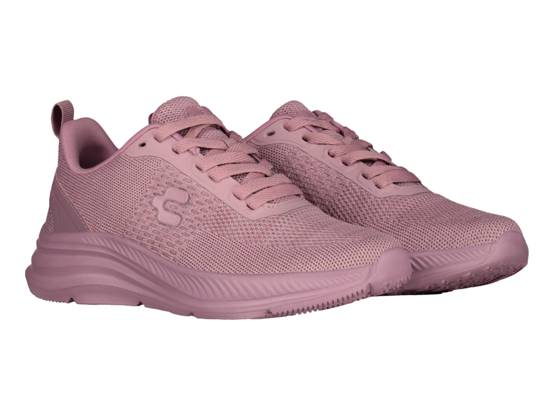 Tenis deportivos Charly color rosa con tejido de malla y suela gruesa.