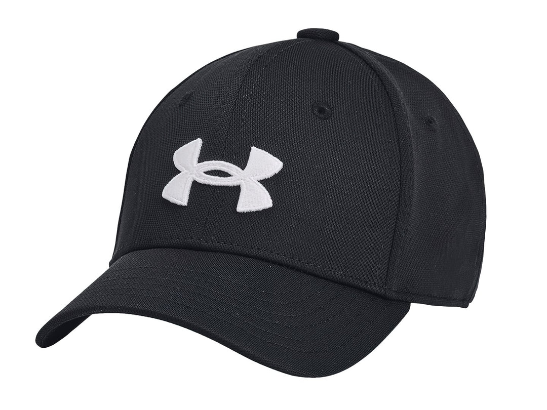Gorra deportiva Under Armour de color negro con logotipo frontal en color blanco y visera curva.