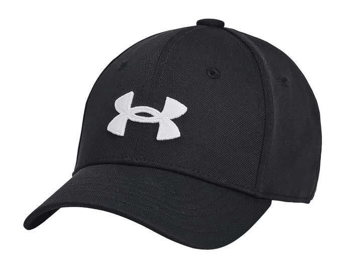 Gorra deportiva Under Armour de color negro con logotipo frontal en color blanco y visera curva.