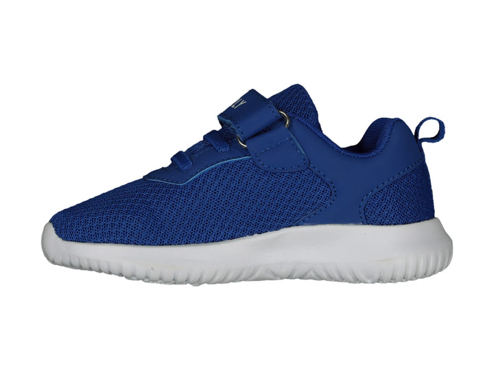 Tenis deportivos Charly color azul con suela blanca y cierre de velcro.