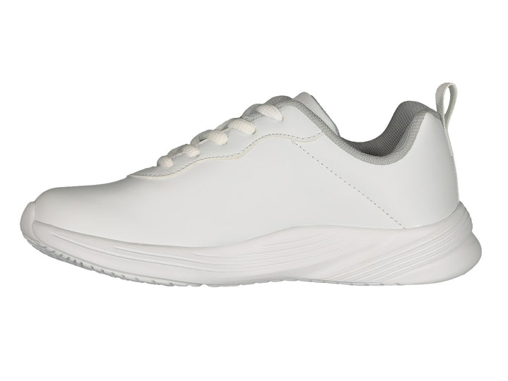 Par de tenis deportivos marca Charly en color blanco con detalles en gris y agujetas blancas.