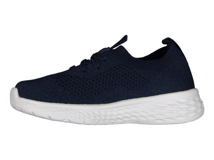Tenis deportivos Charly color marino con suela blanca gruesa y tejido transpirable.