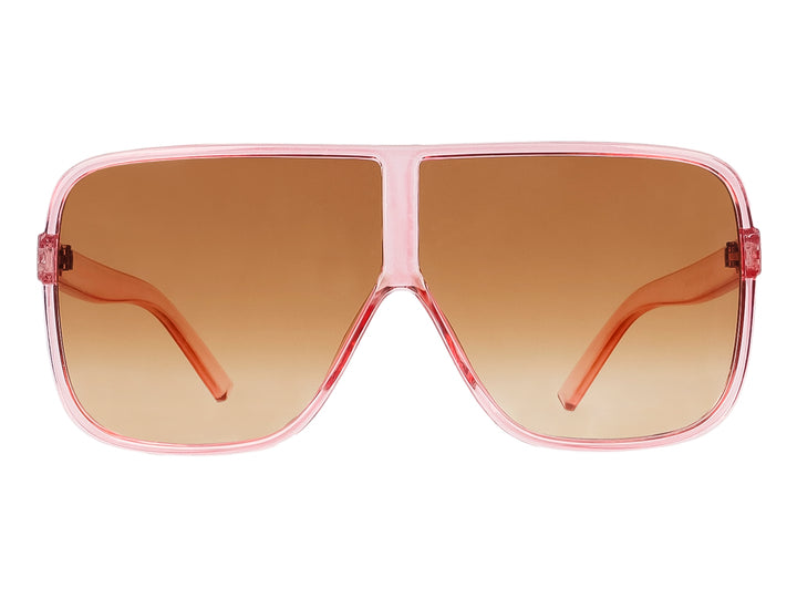 Lentes de sol Sunvista con montura rosa y cristales café degradados en estilo oversized.