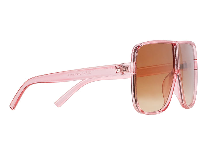 Lentes de sol Sunvista con montura rosa y cristales café degradados en estilo oversized.