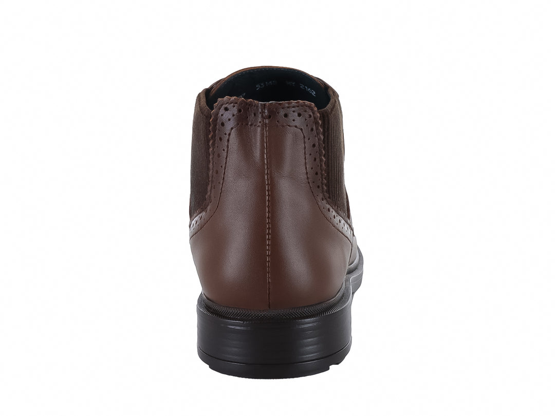 Botas de cuero color café con cordones, detalle elástico lateral y suela negra para Hombre.