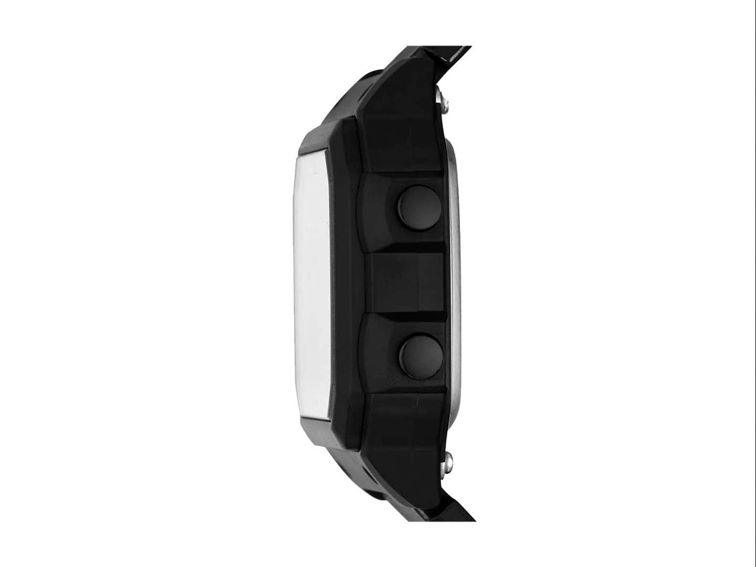 Reloj digital Skechers para hombre con correa en patrón de camuflaje militar y caja negra octagonal.