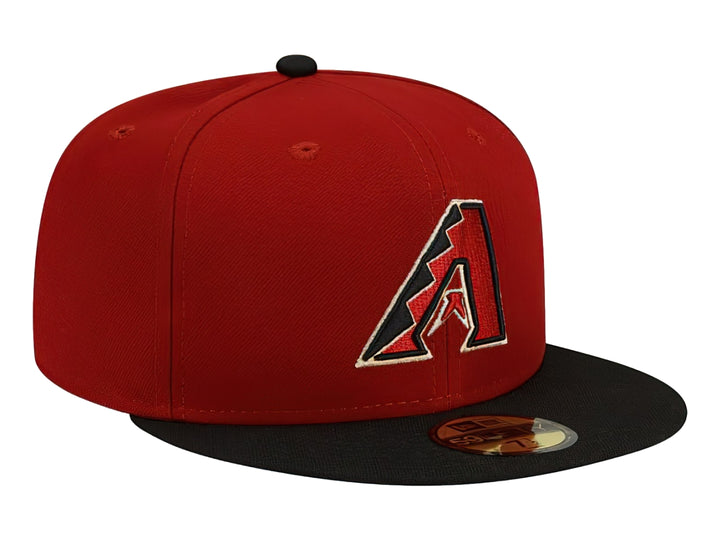 Gorra New Era de los Arizona Diamondbacks en color rojo oscuro con visera negra y logo bordado al frente.