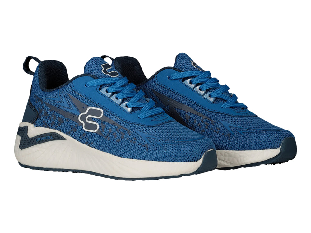 Tenis deportivos Charly en color azul con suela blanca y logotipo blanco lateral.
