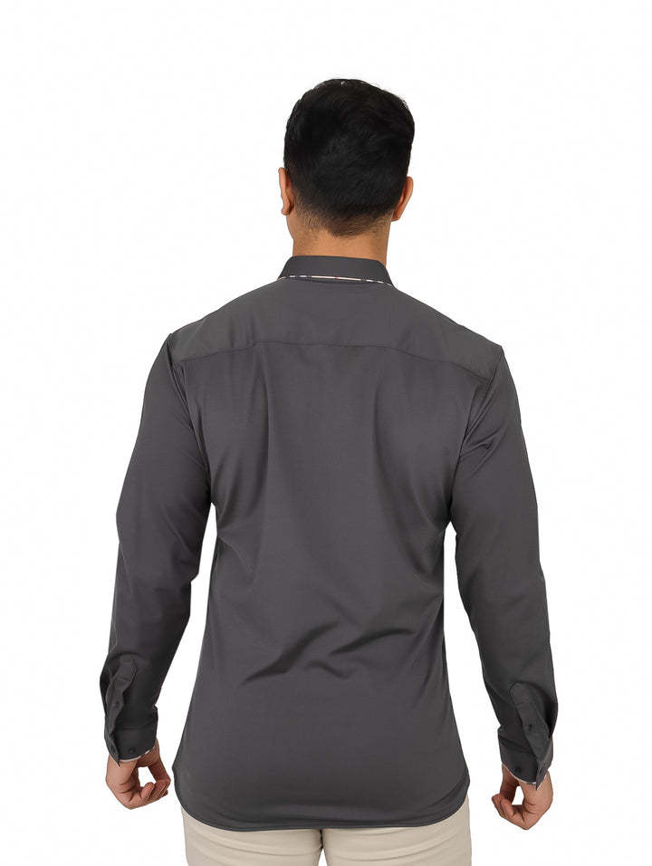 Camisa Barabas Manga Larga Gris Carbón para Hombre