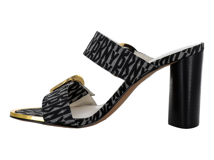 Sandalias DKNY Tacón Bloque Negro y Beige para Mujer