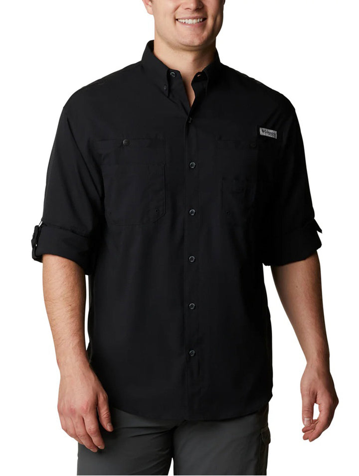 Camisa Columbia Tamiami II Manga Larga Negra para Hombre