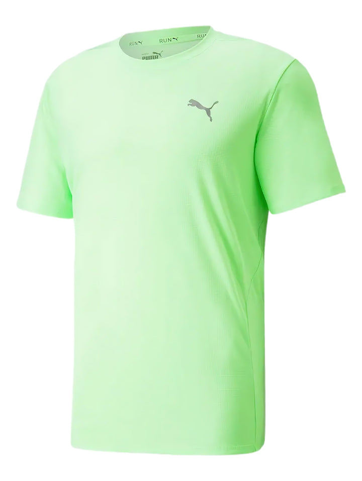 Camiseta deportiva PUMA de manga corta en color verde lima con logotipo en el pecho.