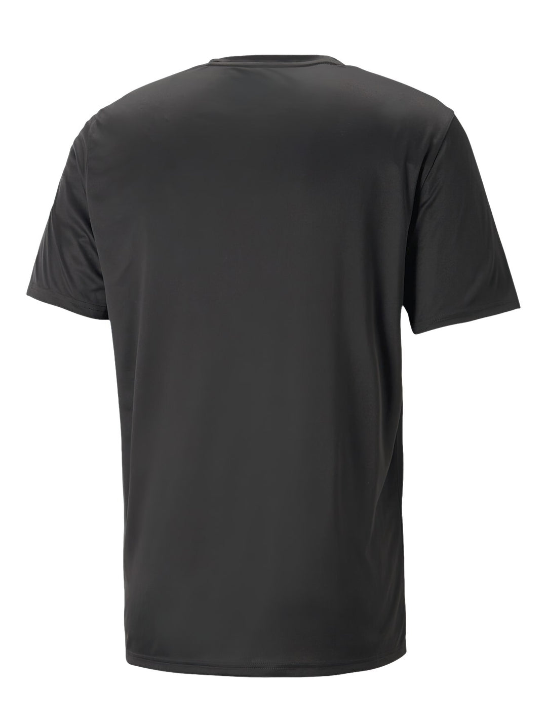 Camiseta deportiva PUMA de color negro, corte slim fit con detalles en los hombros y logo en el pecho.
