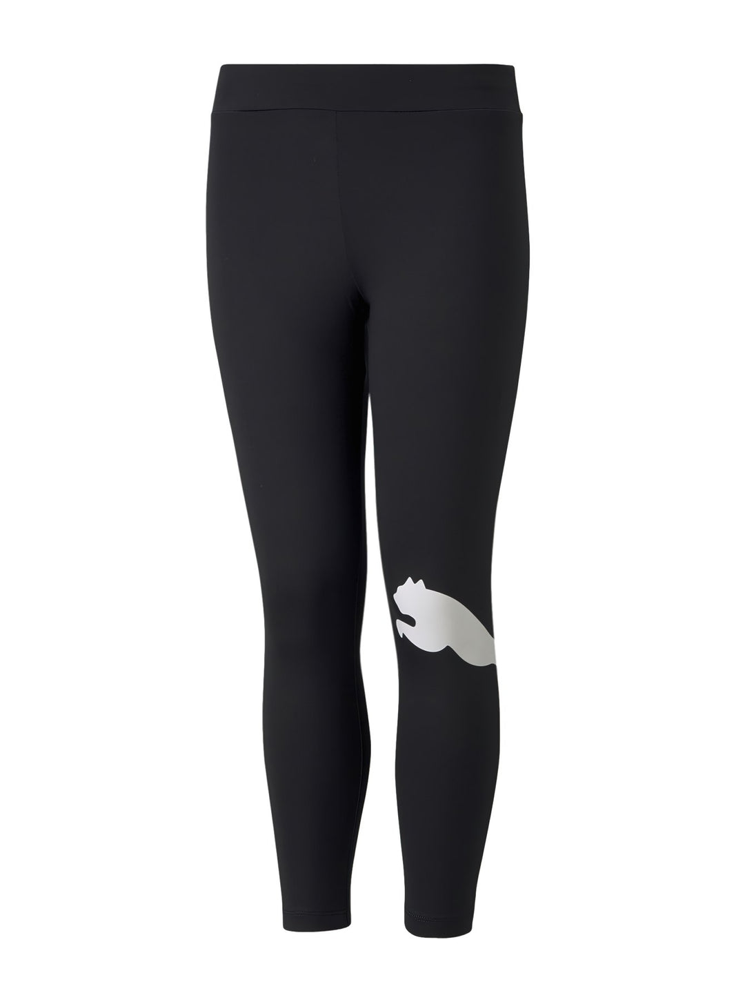 Leggings deportivos PUMA color negro con logotipo blanco en la pierna izquierda.