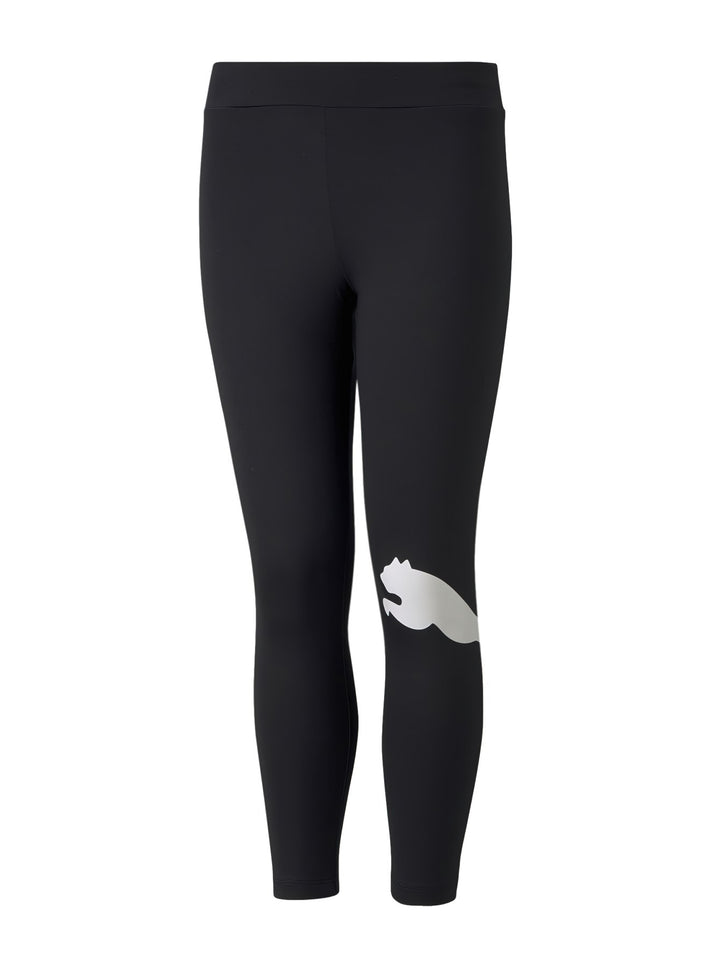 Leggings deportivos PUMA color negro con logotipo blanco en la pierna izquierda.