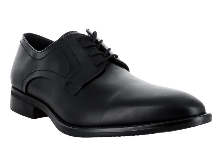 Zapato formal de cuero negro para hombre con cordones y acabado liso.