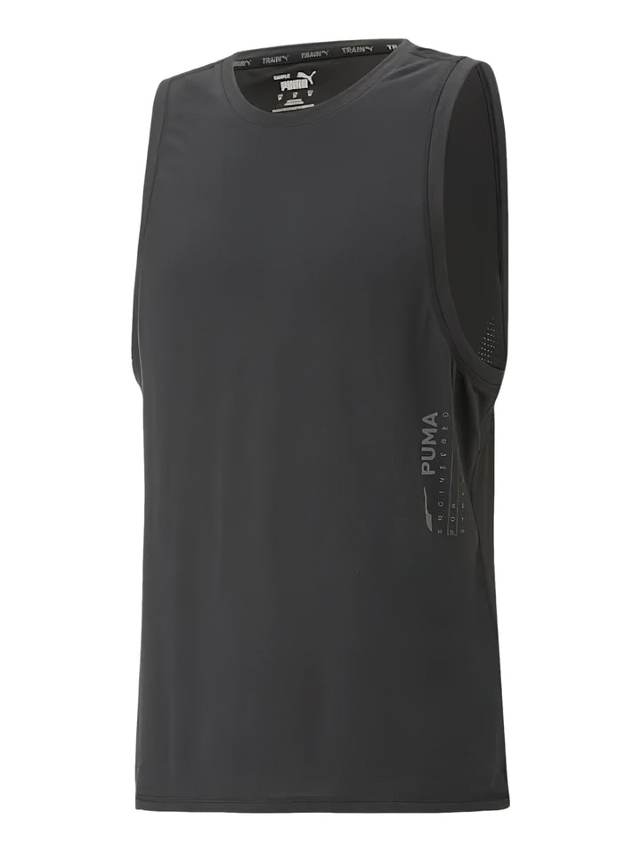 Camiseta deportiva sin mangas de color negro marca PUMA.