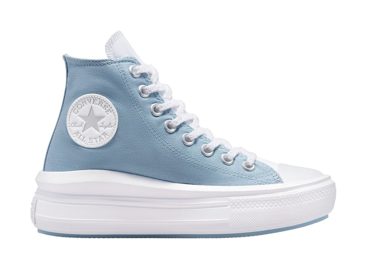 Tenis Converse Chuck Taylor All Star Move Hi en color azul océano con suela de plataforma blanca.