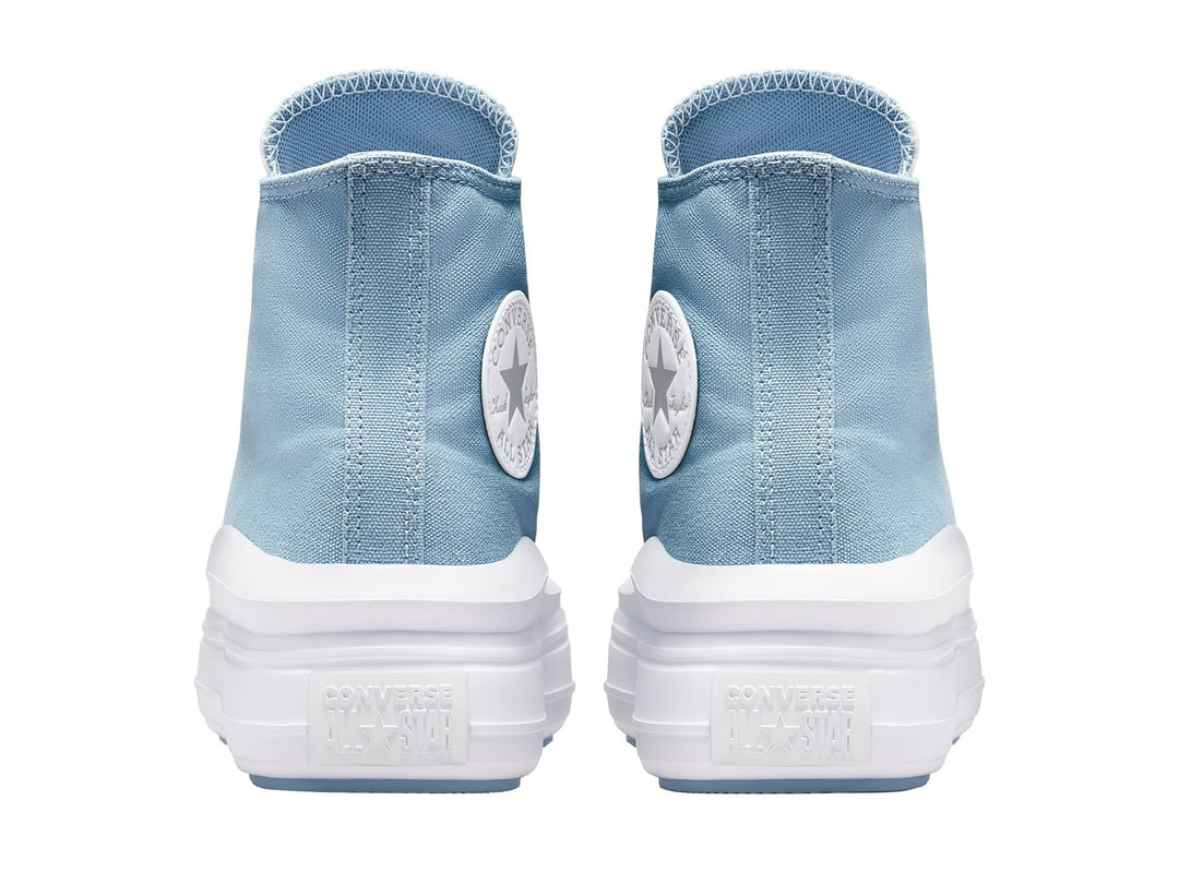 Tenis Converse Chuck Taylor All Star Move Hi en color azul océano con suela de plataforma blanca.