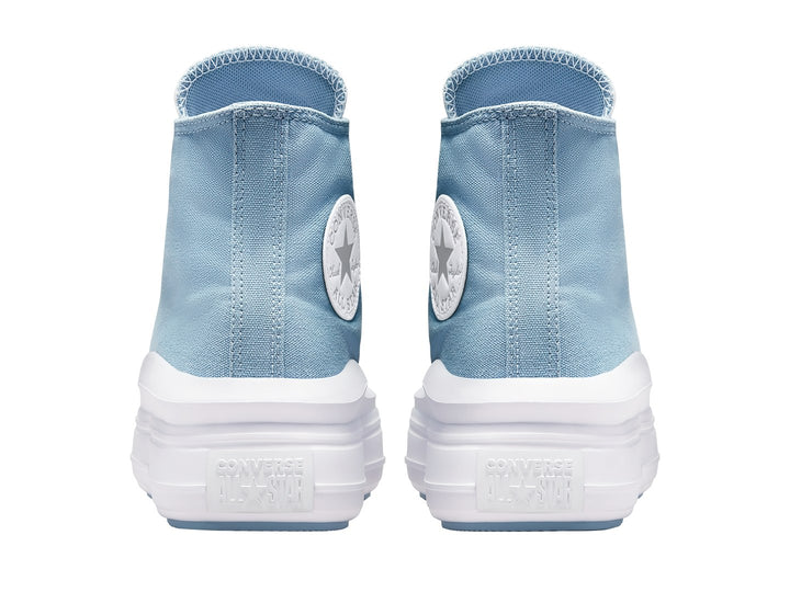 Tenis Converse Chuck Taylor All Star Move Hi en color azul océano con suela de plataforma blanca.