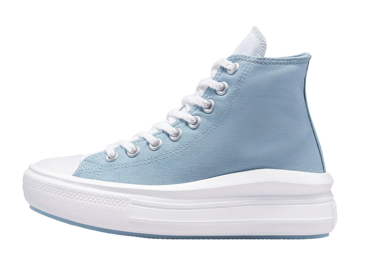 Tenis Converse Chuck Taylor All Star Move Hi en color azul océano con suela de plataforma blanca.