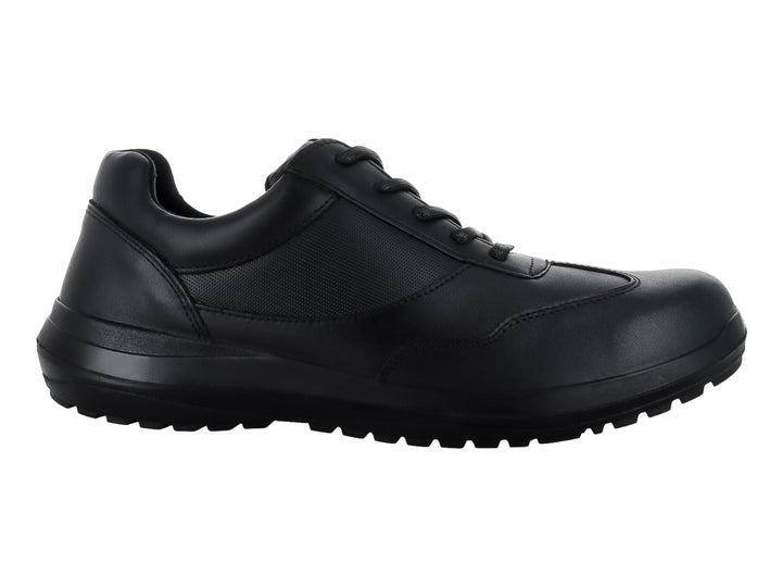 Zapato industrial negro de la marca LARESPI con cordones y suela robusta.
