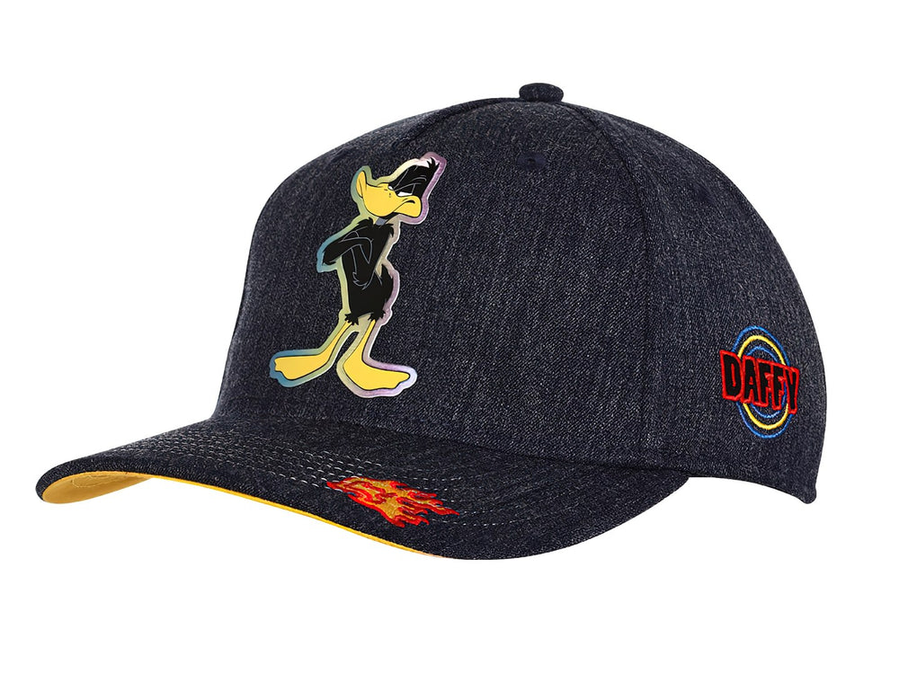 Gorra snapback color negro de la marca Lotto con un personaje de Looney Tunes bordado en el frente.