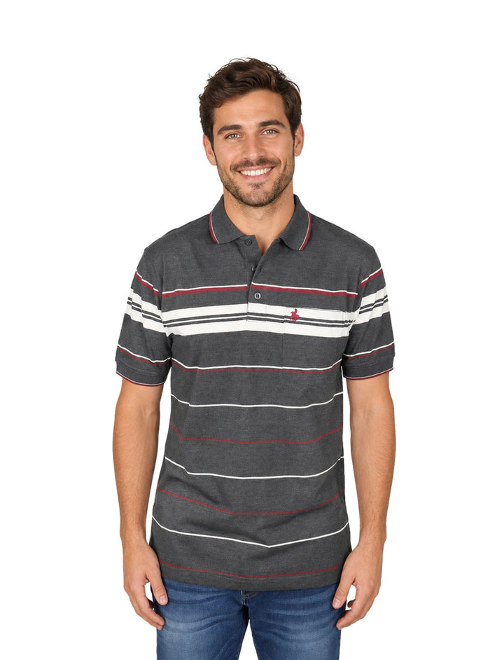 Playera Polo Palm Beach Gris Jaspeado para Hombre