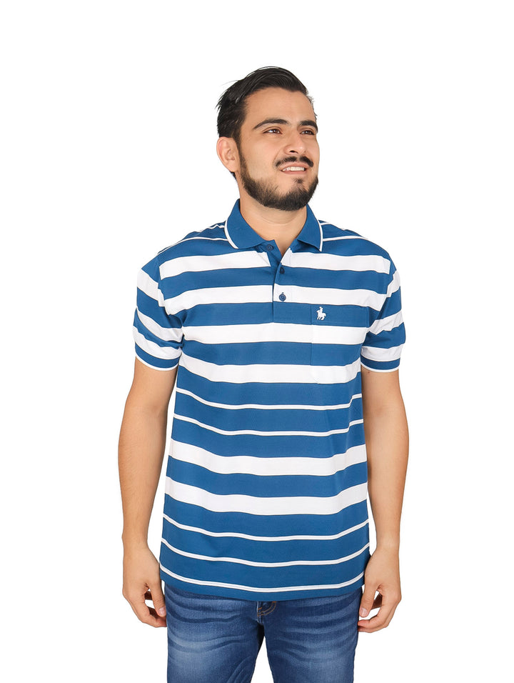 Playera Polo Palm Beach Rayas Teal para Hombre