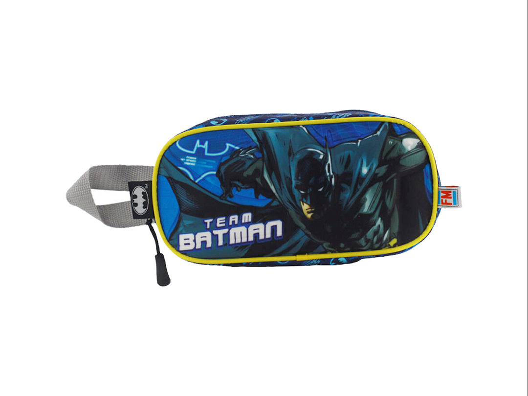 Lapicera azul y negra con diseño de Batman y texto Team Batman, incluye asa lateral.