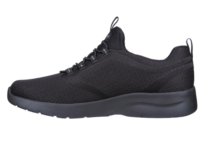 Tenis deportivos Skechers Dynamight 2.0 color negro con tejido de malla y suela gruesa.