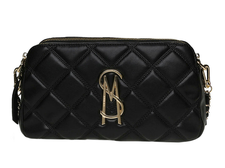 Bolso bandolera negro Steve Madden con diseño acolchado y correa de cadena.