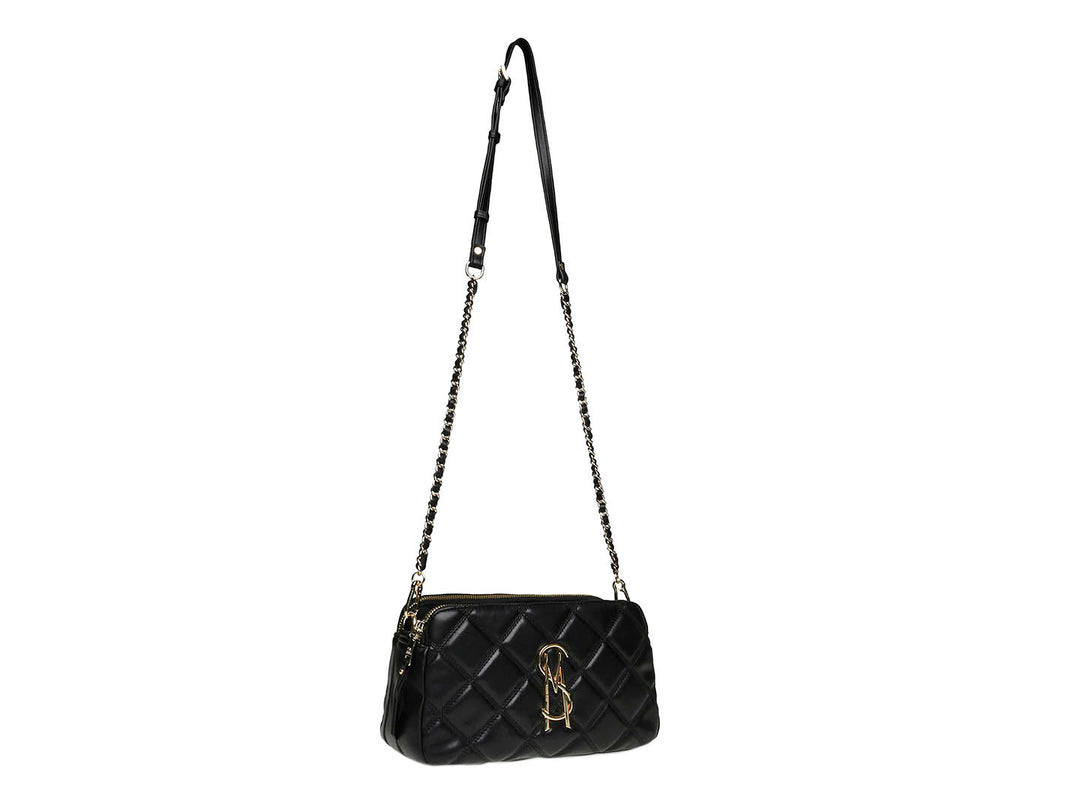 Bolso bandolera negro Steve Madden con diseño acolchado y correa de cadena.
