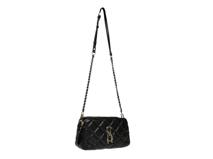 Bolso bandolera negro Steve Madden con diseño acolchado y correa de cadena.