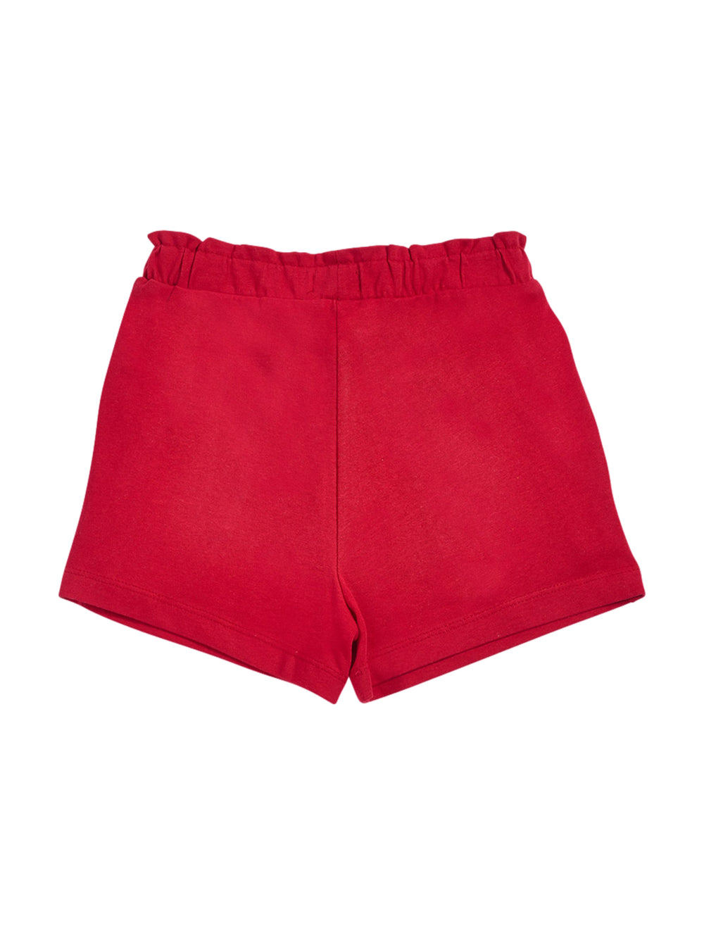 Short rojo para Niño con tachuelas plateadas en los bolsillos y cintura elástica.