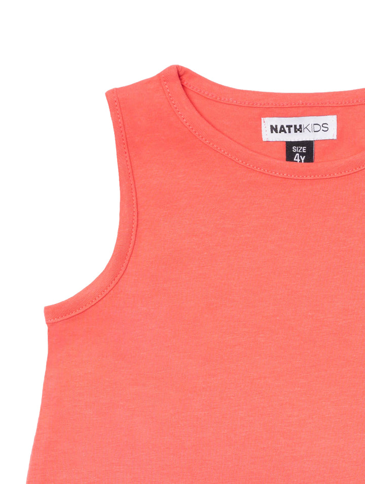 Blusa coral sin mangas para niños de la marca NATH KIDS.