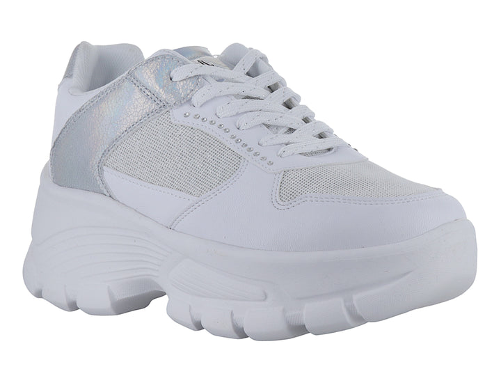 Tenis Clasben Fayeth Blanco Plata para Mujer