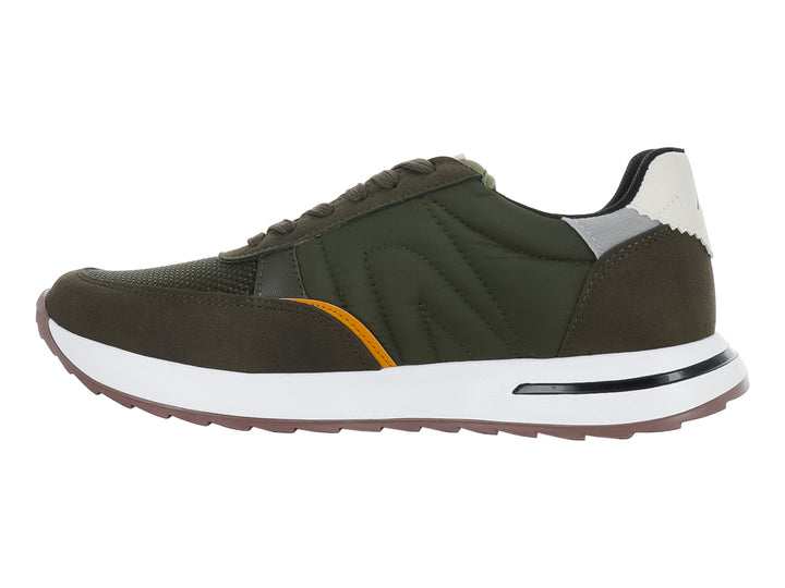 Tenis infantiles color verde con detalles en blanco y suela blanca.