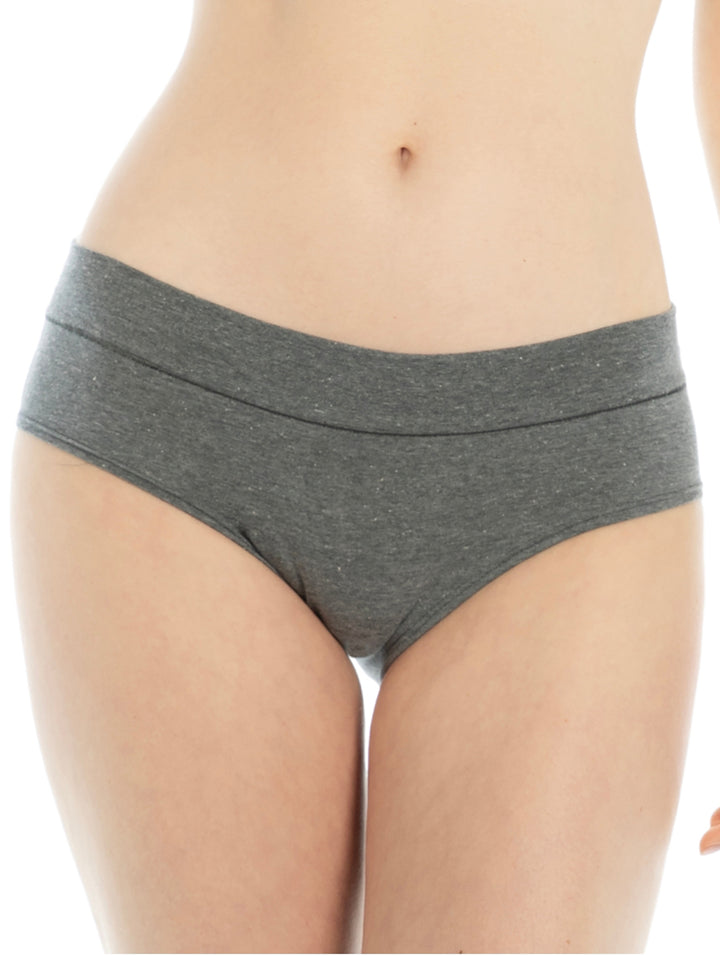 Calzones tipo bikini para mujer en color gris jaspeado.