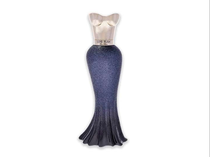 Perfume Paris Hilton Luxe Rush de 100ml en botella azul marino brillante con caja a juego y detalles dorados.