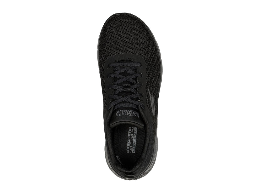 Tenis deportivos Skechers Go Walk Flex en color negro total con tejido de malla y suela flexible.