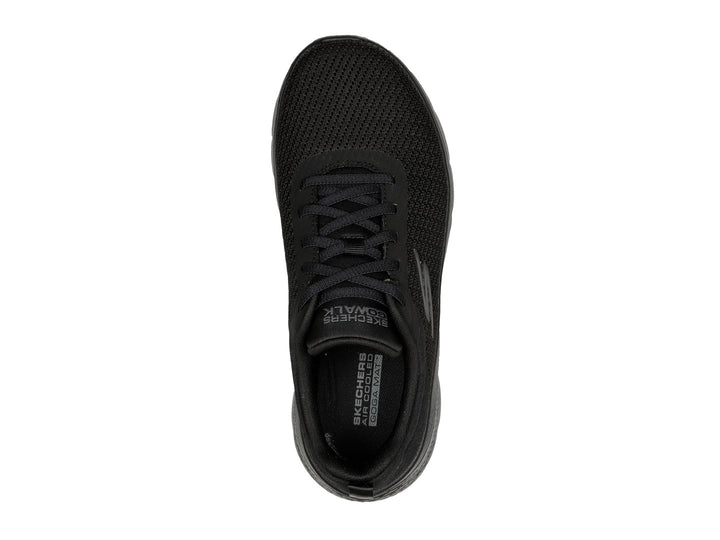 Tenis deportivos Skechers Go Walk Flex en color negro total con tejido de malla y suela flexible.