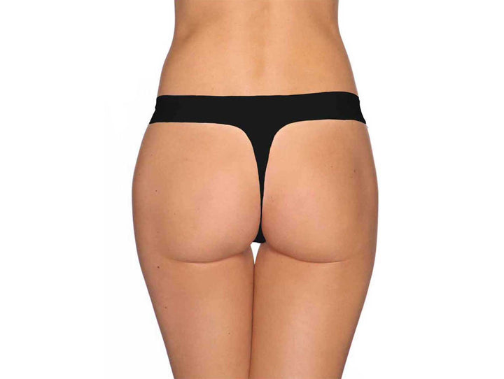 Tanga de color negro para mujer de la marca Nautica con diseño free cut y pequeño logo blanco.