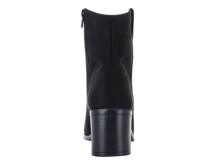 Botín negro de tacón cuadrado y acabado mate para mujer.
