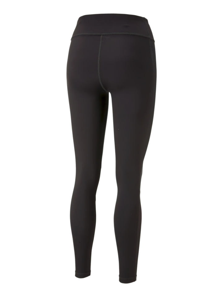 Leggings deportivos PUMA color negro de cintura alta con detalles brillantes laterales.